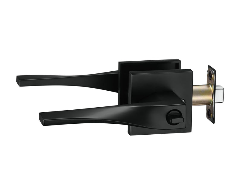 Berlin Modisch Sleek Series Entry Lever Door Handle Lock and Key Locking Lever Set [for Front Door or Office] Reversible Heavy Duty – Iron Black Finish Entry [lock with keys]