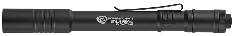 Streamlight 66133 Stylus Pro USB 350-Lumen Rechargeable White LED Pen Light for Inspectors, Law Enforcement, and Everyday Use with USB Wall Charger, and Nylon Holster, Black