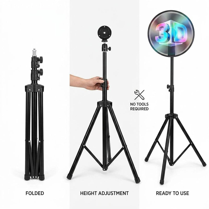 3D Hologram Fan Metal Desktop Stand, Heavy-Duty All-Metal Base & Frame with Non-Slip Pads, Stable Display Holder for 16.9 Inch or Smaller Hologram Fans, Retail & Exhibition Use