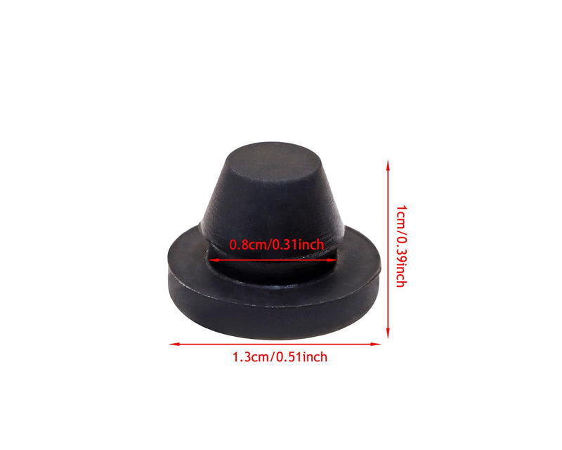 ONLYKXY 5 Pcs Black Silicone Round Snap in Type Locking Furniture Hole Plugs Button Protective Cover Cap Head (8mm) 8mm/0.31inch