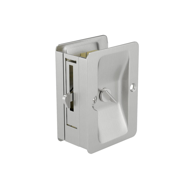 Richelieu Hardware 1701NBPSBC Onward Pocket Door Pull, Privacy Lock, 3 1/4 in (82 mm), Rectangular, Brushed Nickel