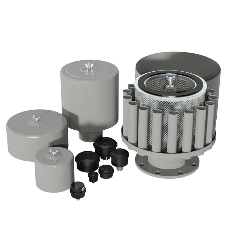 Solberg FS-06-050 Filter Silencer, 1/2" MPT Outlet, 3-13/16" Height, 3-1/4" Diameter, 12 SCFM Single Unit