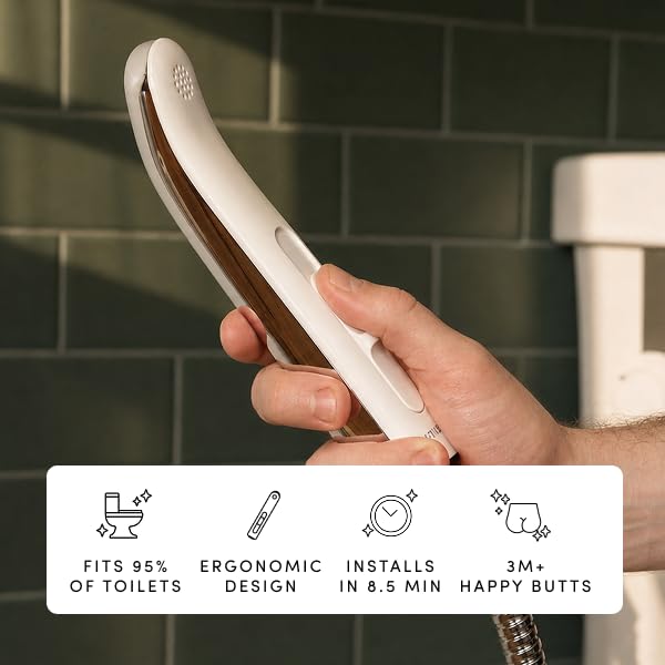 TUSHY Handheld Bidet Sprayer for Toilet with Adjustable Water Pressure | Ergonomic, Leak-Proof Brass Shutoff Valve, 47-inch Flexible Stainless Steel Hose, Toilet Tank or Wall Mount