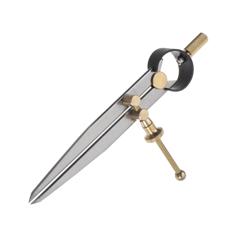 Spring Joint Caliper - [5 Inch] Carbon Steel Spring Divider Caliper with Brass Fulcrum for Metalworking Drawing Use, Flat Leg 5 Inch