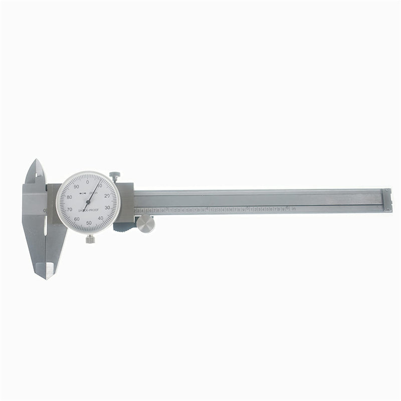 6 Inch 0.001 Precision Dial Caliper Stainless Steel Shockproof 4-Way Measurement with Plastic Case, Good Caliper Measuring Tool