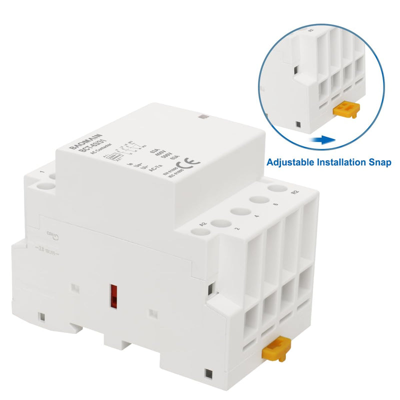 Baomain 220V AC 4-Pole Modular Contactor, 63A 3NO1NC Normally Open + Normally Closed, DIN Rail Mount for HVAC, Motor, Pump & Lighting Control BCT-63/31-220VAC 63 Amp. 220 VAC