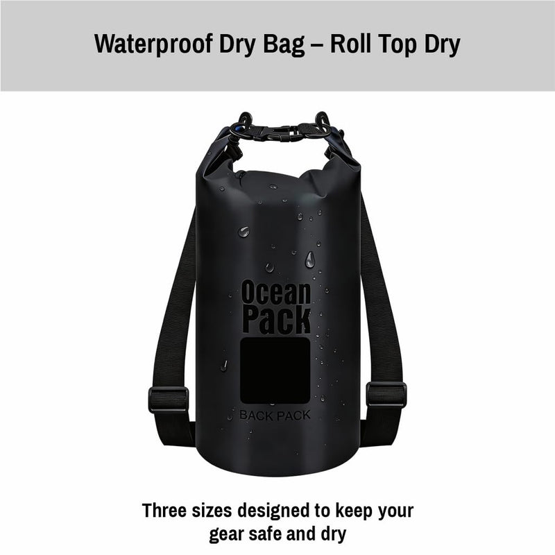 Waterproof Dry Bag Set of 3 – Roll Top Waterproof Bags 2L 5L 10L – 500D PVC Floating Dry Bags for Kayaking, Camping, Beach and Travel – Lightweight Compression Design Yellow, black, purple
