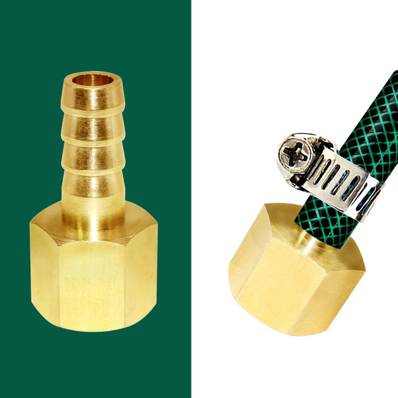 Joywayus Brass Hose Barb Fitting,3/8" Barb x 3/8" NPT Female Pipe Fitting Adapter(Pack of 2) 3/8" Barb x 3/8" NPT Female-2pcs