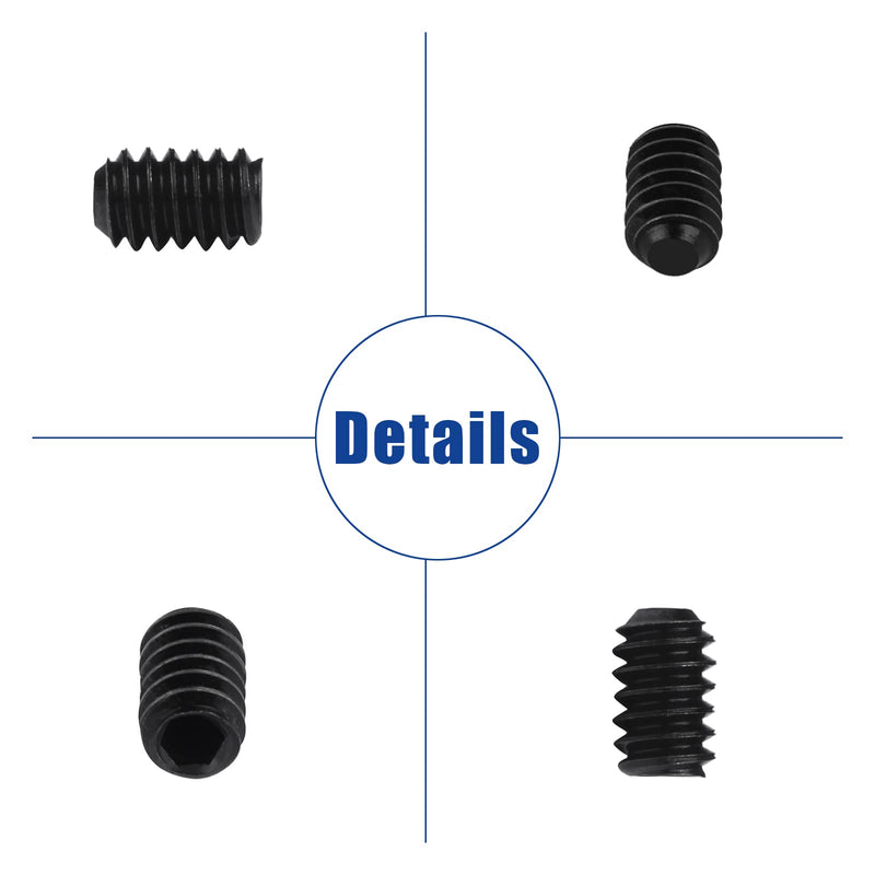 1000pcs Metric + SAE Set Screw Assortment Kit, Internal Hex Drive Cup-Point Allen Screws Set 12.9 Class Alloy Steel Grub Screw (M3-M8, 1/8"-40 to 5/16"-18) Black Set Screws 1000PCS