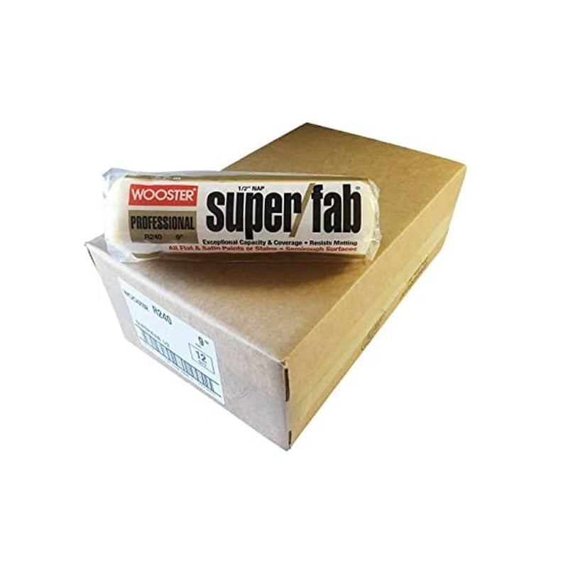 Wooster Brush R240 9 inch Super/Fab Roller Cover, 1/2 inch Nap, Pack of 12