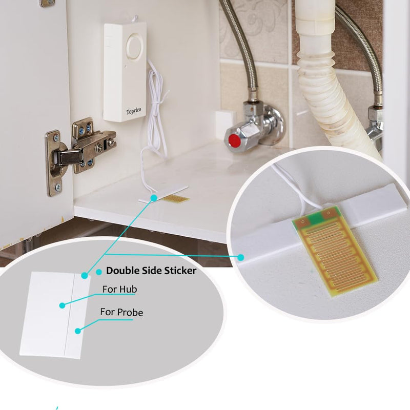 Topvico Water Alarms for Basements, Heater Leak Detector, Sump Pump Overflow RV Moisture Flood Sensor, 120dB Work Alone Battery Operated 3 Packs 3 Sensor