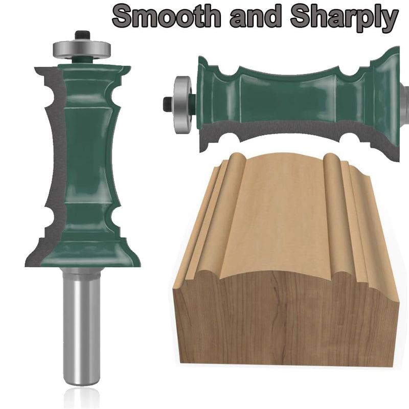 OLETBE 2 PCS Router Bit Set 1/2-Inch Shank Woodworking Wood Molding Cutter Mitered Panel Cabinet Door Router Bits Sets Woodwork Router Cutting Tools Picture Frame Router Bits(Steel) STEEL