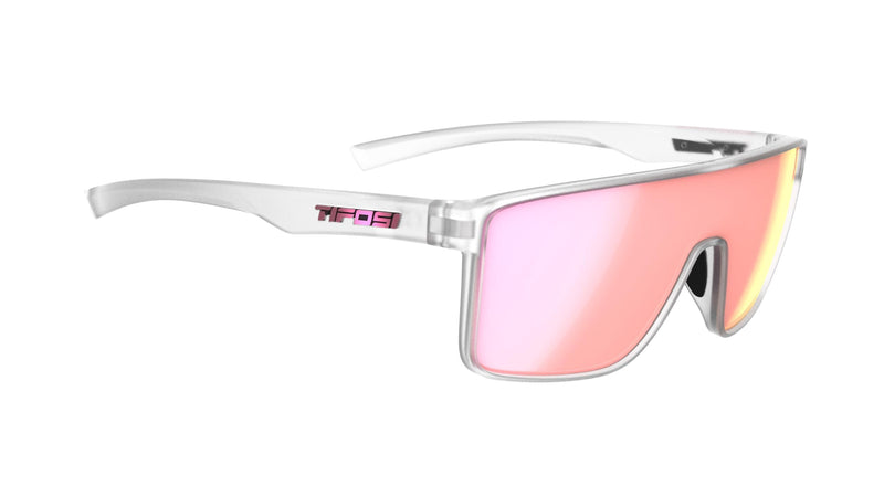 Tifosi Sanctum Sunglasses, Ideal For Cycling, Golf, Hiking, Running, Tennis & Pickleball, Lifestyle Satin Clear (Pink Mirror) Smoke