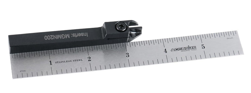 Accusize Industrial Tools 3/8" x 3/8'' Cut-Off Holder, Parting Tool, Mgehr06-2 of 2387-2003 with 10 Carbide Inserts for Cutting Steel, 2387-0003ins | For Steel, MGMN200 Inserts Included, 1 Indexable Holder Plus 10 Carbide Inserts, 2387-0003INS
