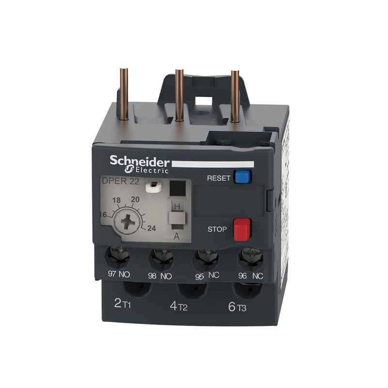 Schneider Electric DPER22 Easy TeSys Thermal Overload Relay with Manual/Automatic Reset, Screw Clamp Terminals | Used with Air Conditioner, Heat Pump, HVAC, AC Compressor and More, 16-24Amps 16-24A