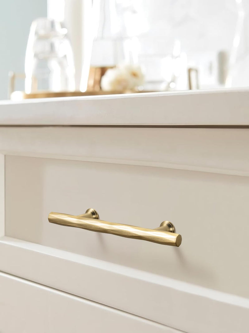 Goo-Ki Rhombus Cabinet Handles Champagne Bronze Drawer Pulls 3" c-c Zinc Alloy Kitchen Cabinet Hardware - 6 Pack Champagne Gold Bar Cabinet Pulls 3"(76mm) Center to Center