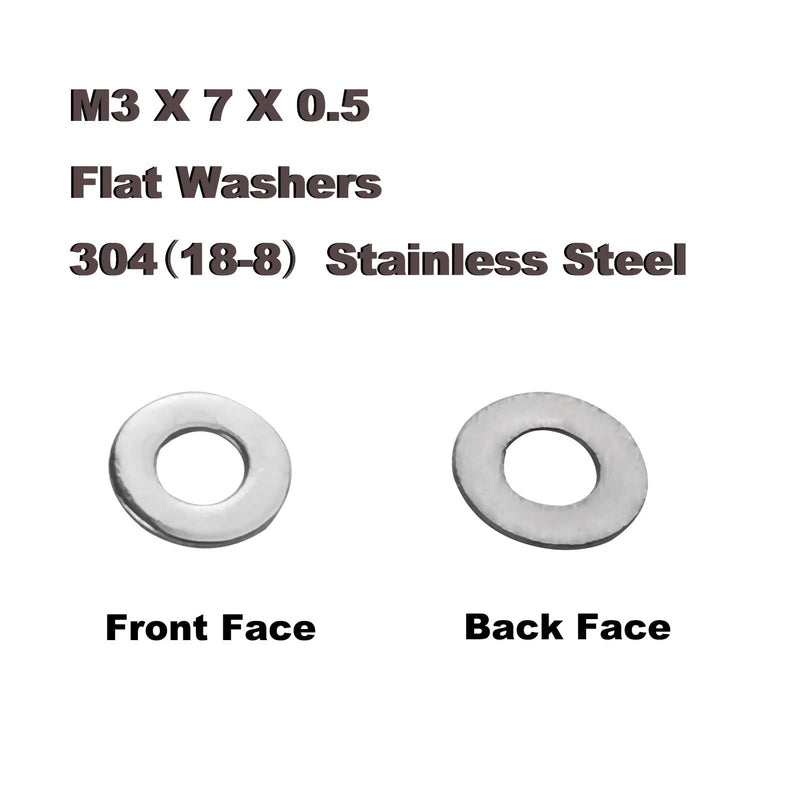 M3 Flat Washers 200Pcs M3 304 Stainless Steel Flat Washer for Bolts Screws, M3 x7mm x0.5mm M3 x 7 x 0.5mm (200PCS)