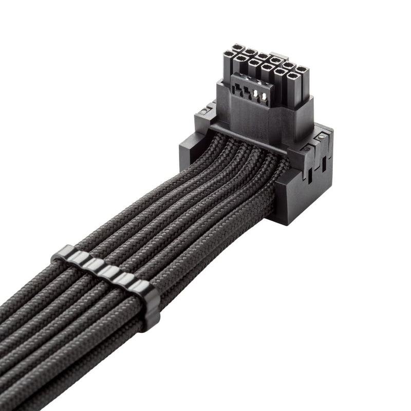 CableMod E-Series Pro ModFlex Sleeved 12V-2x6 12VHPWR 90° StealthSense PCIe Cable for EVGA G/G+ / P/P+ / T - Variant A (Black, 16-pin to Triple 8-pin, 60cm) Black