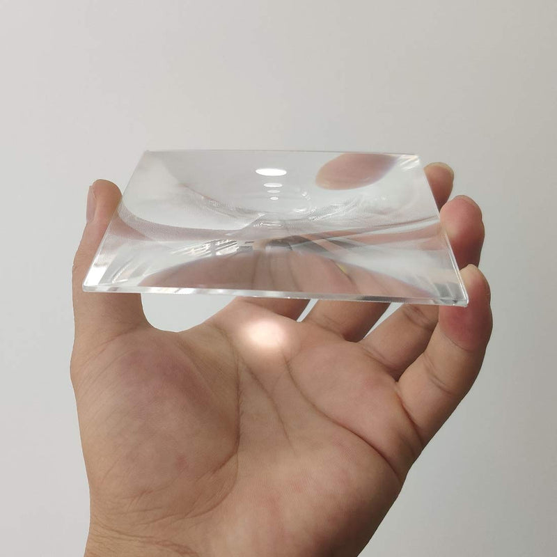 Fresnel Lens, 100x100mm, Focal Length 100mm, Acrylic (not Glass), 3X Magnifying, Solar Death ray for Physics Classroom, Solar Heating, Fire Starter, Small Magnifier, DIY Optical Viewing Lens