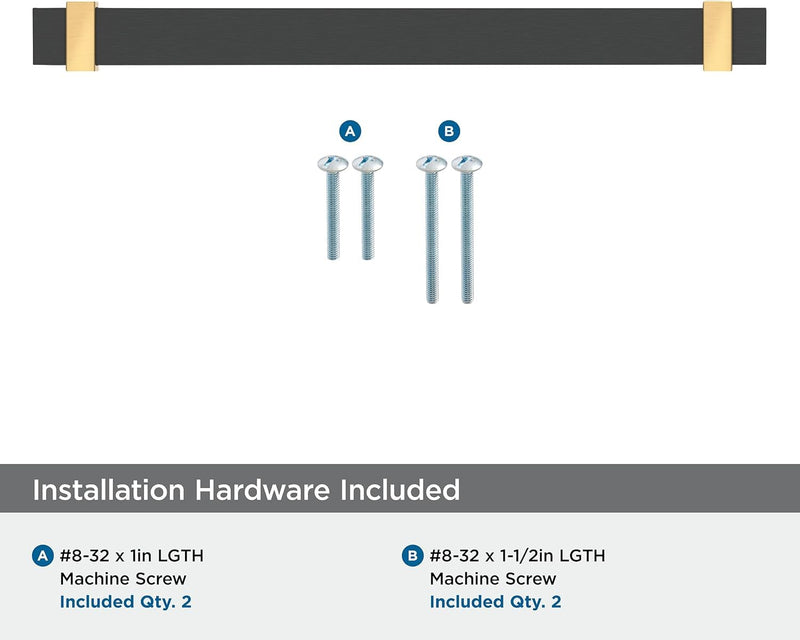 Amerock Overton 7-9/16 inch (192 mm) Center-to-Center Brushed Matte Black/Champagne Bronze Cabinet Pull, BP37081BMBCZ