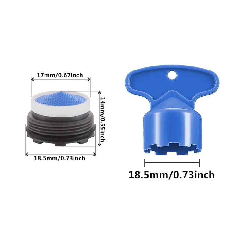 10Pcs Faucet Aerator M18.5, Aerator Replacement for Sink Faucet Flow Restrictor, Kitchen Cache Aerators Bathroom Sink Aerator with Key Removal Wrench Tool (18.5 MM)