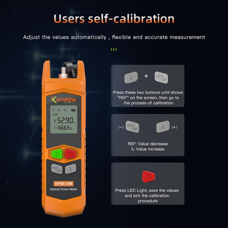 '-50+26dBm Fiber Optic Loss Tester Optical Fiber Power Meter Komshine KPM-11M 2.5mm Universal Connector KPM-11M (-50~+26dBm)