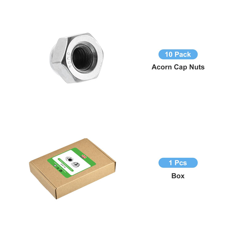 uxcell 5/16"-18 Acorn Cap Nuts, 10Pcs 316 Stainless Steel Dome Cap Head Acorn Nut Hardware Nuts for Bolt Cover, Silvery 10