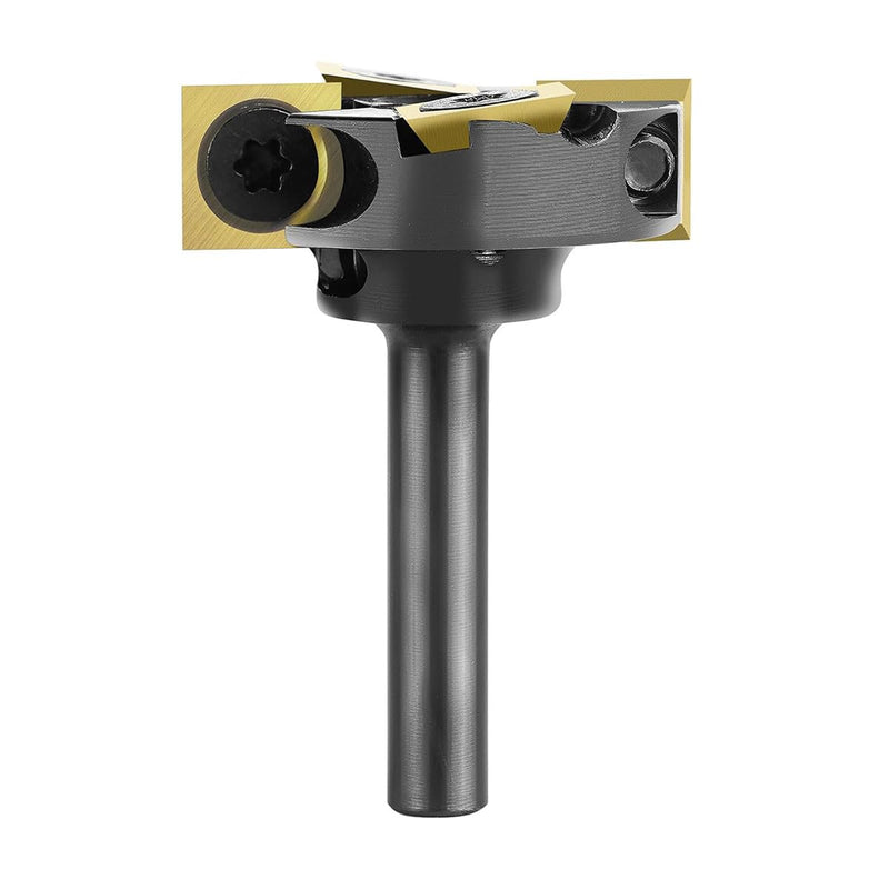 Carbide Insert CNC Spoilboard Surfacing Router Bit 1/4 Inch Shank 1-1/4" Cutting Diameter, Surfacing Slab Flattening for Woodworking with ATS Coating 1/4" Shank, 1-1/4" Cut Dia. with ATS Coated Insert