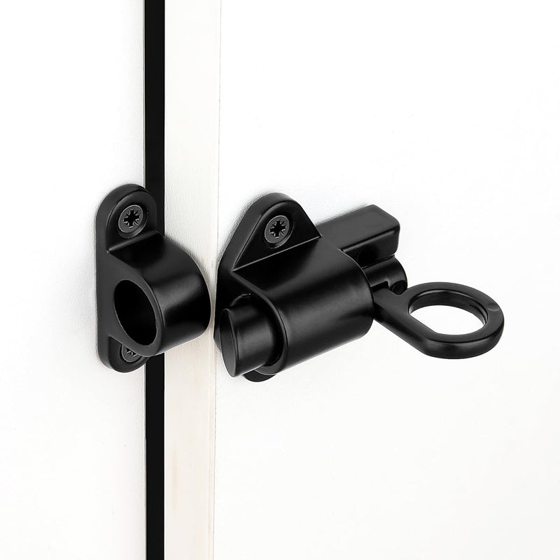 3 Packs Black Self-Closing Latches，Spring Bolt Latch，Spring Door Lock，Aluminum Alloy Safety Automatic Spring Barrel Door Lock with Screws，Used for Gate,Window and Cabinet etc 3