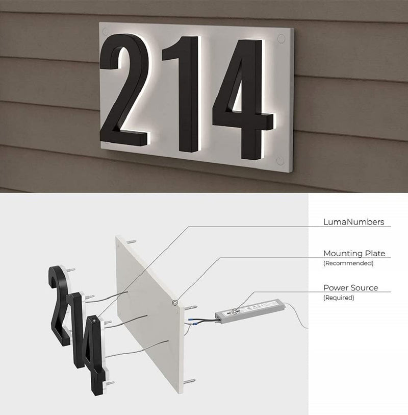 7 Inch LED House Numbers, ABS-Polymer, Premium Quality, Backlit LED 5000K Illuminated Home Address Number, Lighted House Numbers, Modern Address Numbers (1, Black) 1