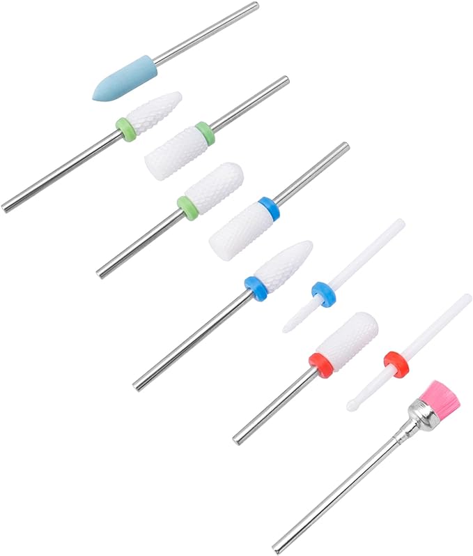 Bestgle Nail Bit for Nail Machine, 20 Ceramic Bits, Grinding Nail Het, Nail Polishing, Nail Care, Cuticle Treatment, Polishing Bit Set, Nail Drill Bit, Shaft Diameter 0.09 inches (2.35 mm), Multicolor - NewNest Australia