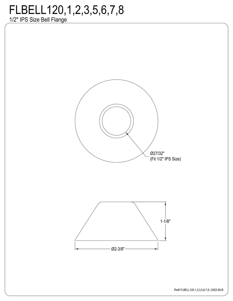 Kingston Brass FLBELL121 Columbia 1/2-Inch IPS Bell Flange, Polished Chrome