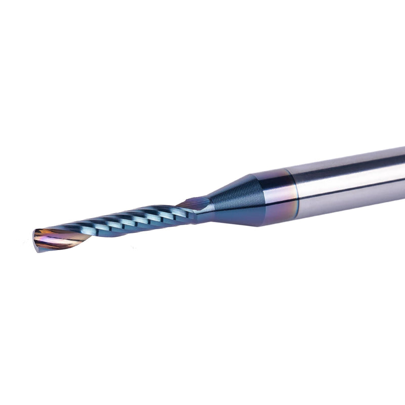 SpeTool Carbide O Flute Spiral Router Bit 1/8 Inch Cutting Diameter 1/4 Inch Shank with Coating Acrylic Non-Ferrous Metal CNC Milling Cutter 1PCS 1/8" Dia-3/4" CL-1/4" Shank