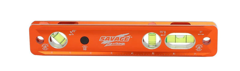 Swanson Tool Co TLL049M Savage Lightning Aluminum Torpedo Magnetic Illuminated Levels, 9", 3 Vials 9" Illuminated Magnetic