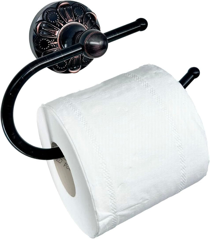 Antique Brass Toilet Roll Holder Brush Bronze Wall Mounted Toilet Roll Holder Open Arm Towel Holder Tissue Roll Holder for Bathroom Kitchen (Oil Matte Black) Oil Matte Black
