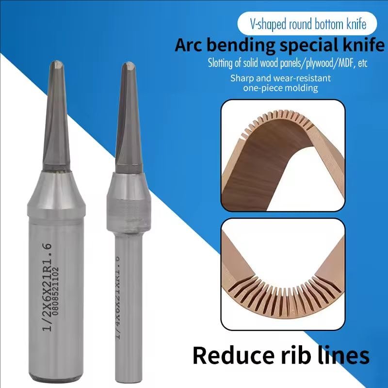 HUHAO 1/4 Inch TCT Router Bits, R1.6mm Rounded Bottom Arc Grooving Cutter for Wood Bending, CNC Milling Smooth Grooves in Solid Wood, Plywood, MDF for Furniture & Door Panels 1/4" Shank