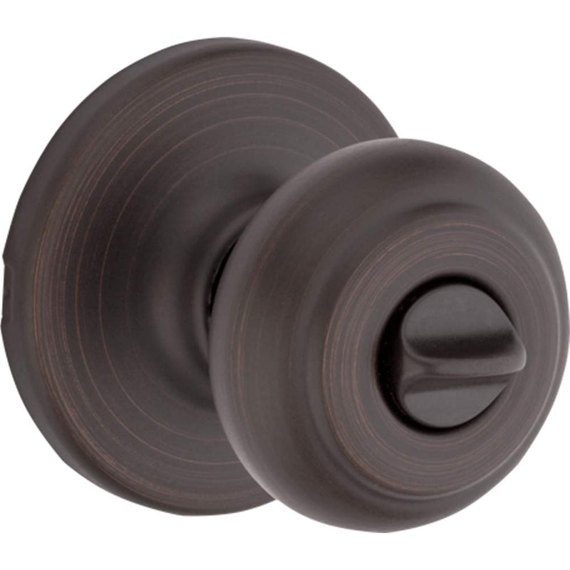 Kwikset Cove Interior Privacy Door Knob with Lock, Door Handle For Bathroom and Bedroom, Venetian Bronze Keyless Turn Lock Doorknob 1 Pack