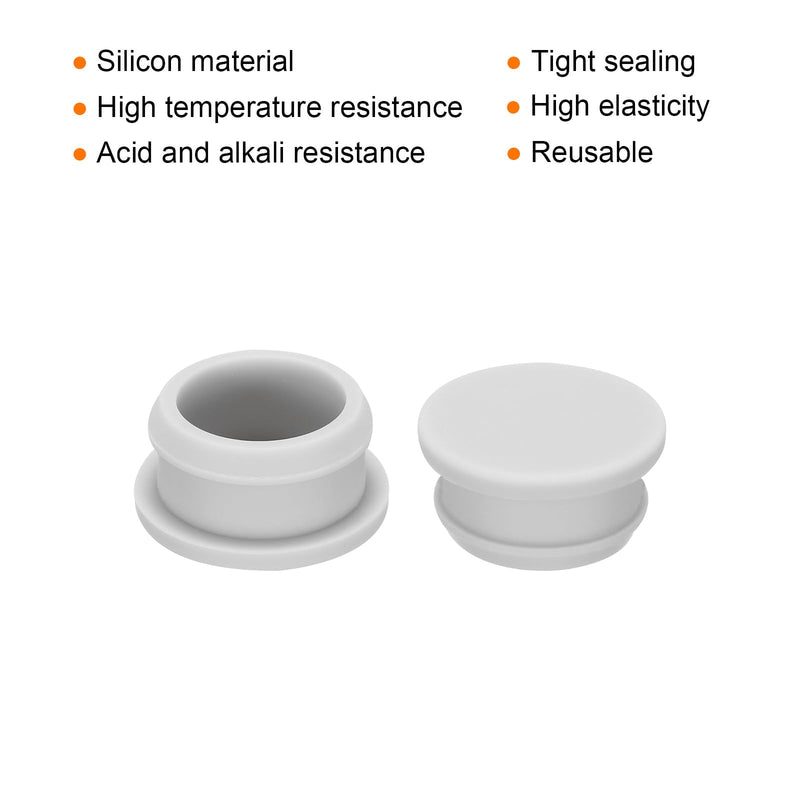 MECCANIXITY Silicone Snap in Locking Hole Plugs,Rubber Panel Seal Cover Flush Type Panel Round for Kitchen Rubber Bulkheads Waterproof Sealing Plugs 26mm/1.02 Inch Diameter Grey,Pack of 10