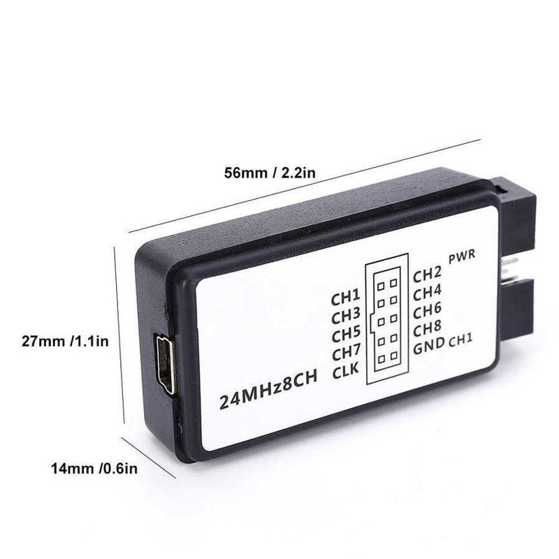 2 Set 24MHz 8CH 24MHz 8 Channel USB Logic Analyzer Device with EMI Ferrite Ring USB Cable UART IIC SPI Debug Compatible with Ar-duino ARM FPGA M100 SCM