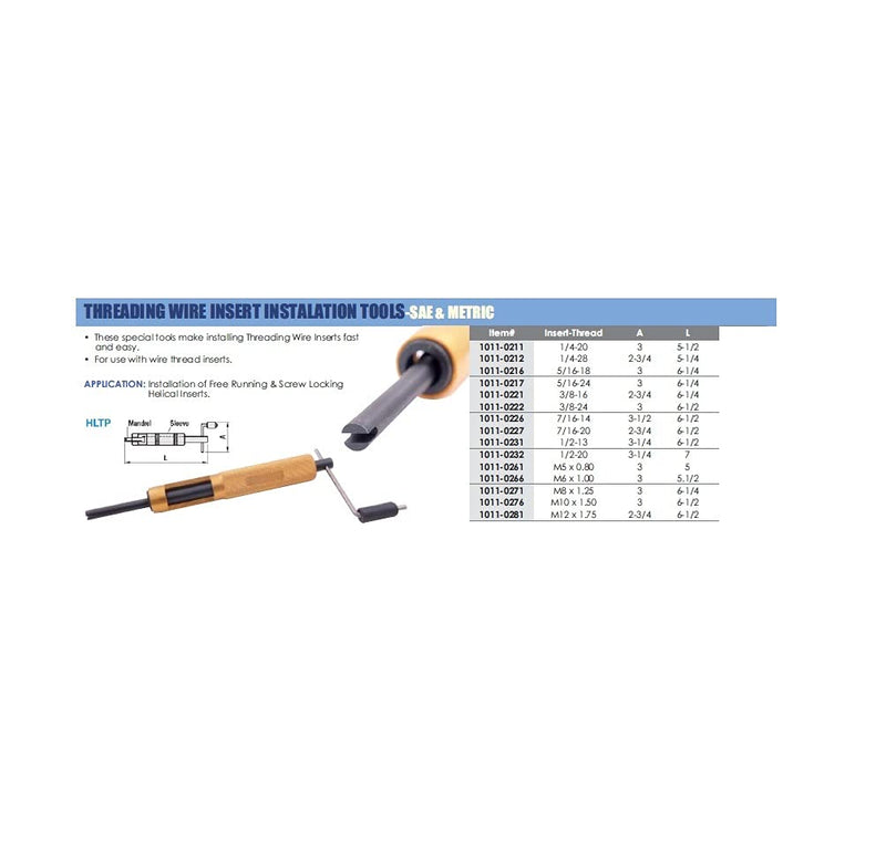 HHIP 1011-0232 Threading Wire Insert Installation Tool, 1/2-20 Insert Thread 1/2-20 Thread