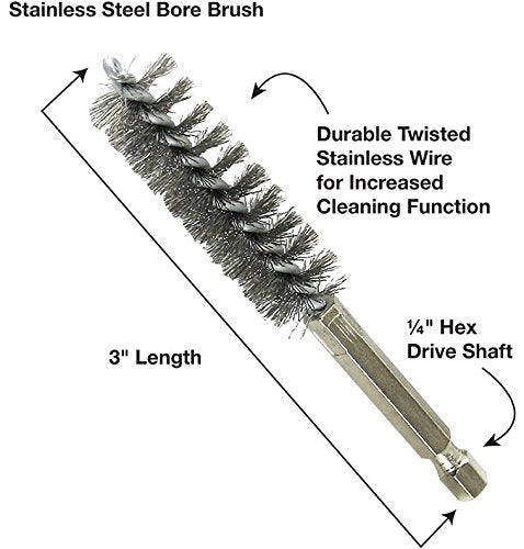Innovative Products of America (8080) 6 Piece Twisted Wire Stainless Steel Bore Brush Set for Cleaning Tubes, Ports, Bearings and More One Size
