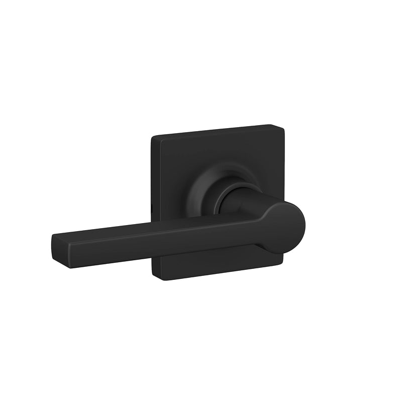 Lock Scout Straight Lever with Square Trim Dummy Door Handle, Matte Black Finish, 4 Pack