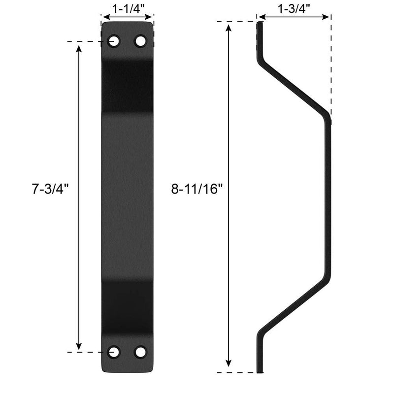 WINSOON Simple Sliding Barn Door Handle, Comfortable Handy Touch Gate Handle Pull Set, Premium Black Carbon Stainless Steel Body, Snugly Fits 7-3/4" Hole Spaces Wood Doors, Replace Old Pull Handles 1