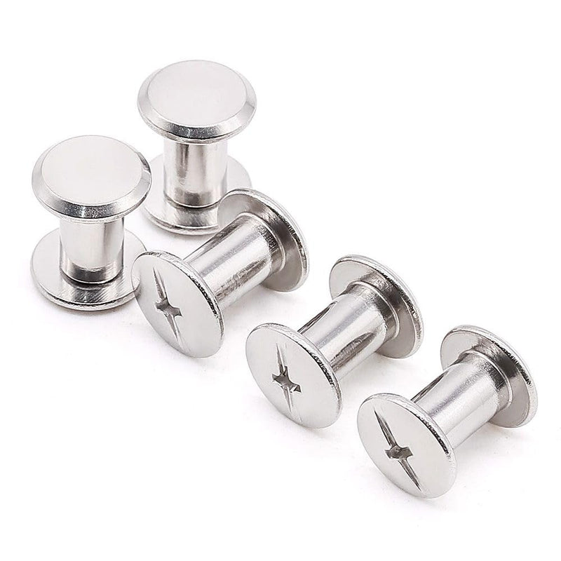 Glvaner 30 Sets M4 x 6mm Binding Screws, 304 Stainless Steel 18-8, Cross Head Chicago Screw Bingding Post Screw Kits for DIY Leather, Photo Albums, Bookbinding, Scrapbook, Belt