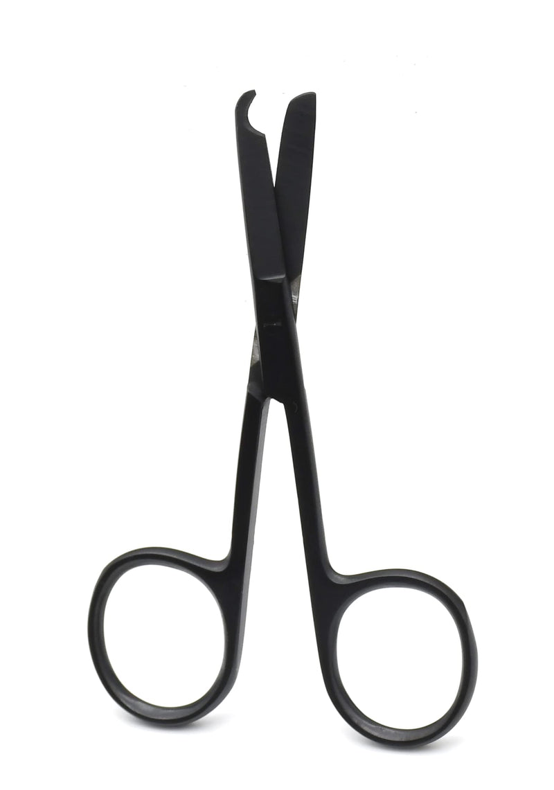 3.5" Stitch Scissors with Black Color Coating - Premium Quality Instrument- Delicate Hook - Perfect for Suture Removal, First Aid, EMS Training (Straight)