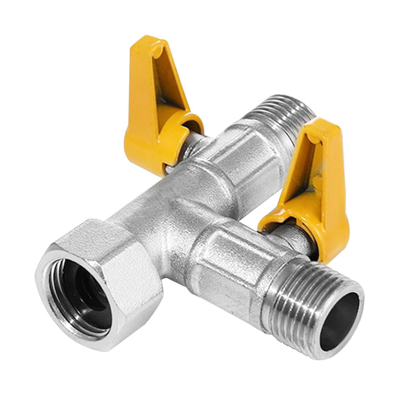 Nickel Plated Brass 3 Way Shower Diverter Valve G1/2" Shower Arm Diverter T shape Shut-Off Valve for Hand Shower Head and Fixed Spray Head