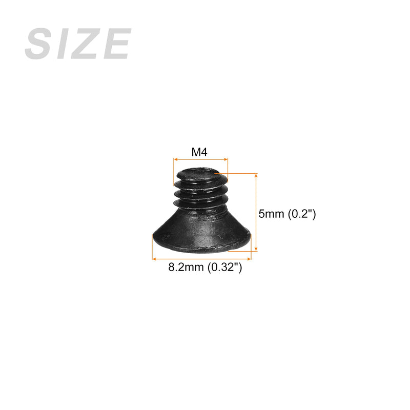 METALLIXITY Phillips Flat Head Screws (M4 x 5mm) 50Pcs, Carbon Steel Machine Screws - for Glasses Watch and Other Small Electronics, Black M4 x 5mm 50