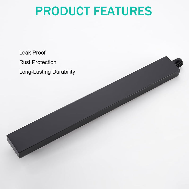 16 Inch Shower Arm With Flange, Wall-Mounted Rain Shower Head Extension Arms,Made of Thicken Stainless Steel for Bathroom Rainfall Shower,Matte Black,SE-91118-16MB Matte Black(91118)