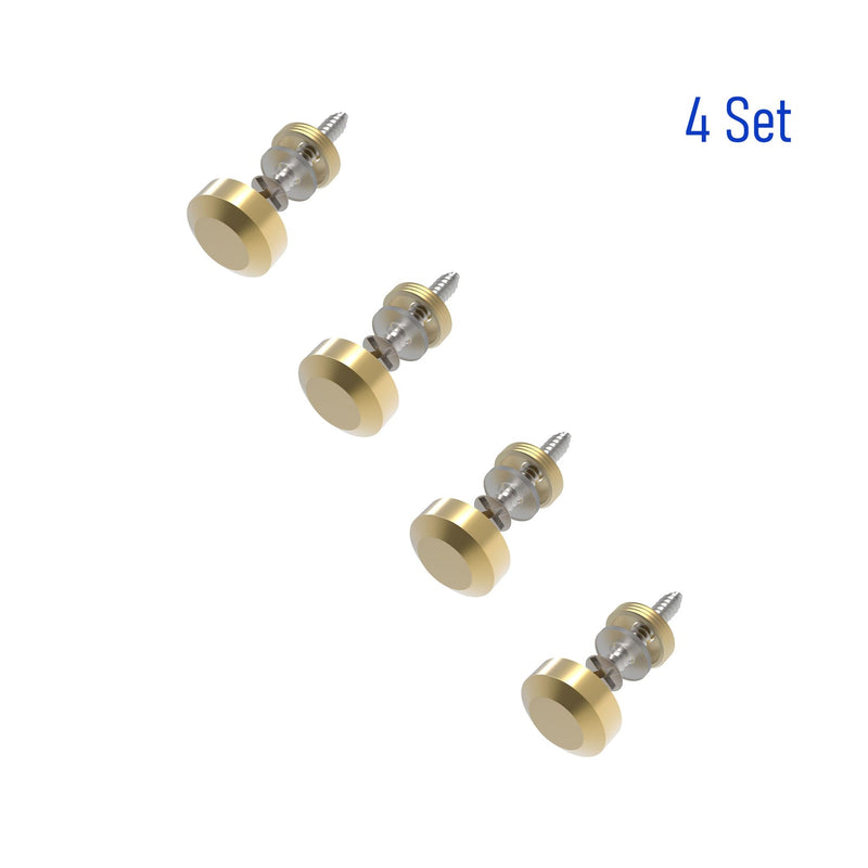 4 PCS 16mm(0.63") Mirror Screws, Brass Decorative Caps Cover Fasteners, Metal Mirror Nails, Polished Beveled Gold Lid (Bright Gold)