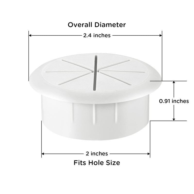 HYCC 5 Pack 2 Inch Flexible Desk Grommet,Organize Wires and Cables on Office Equipment, Computer Components, Entertainment Systems Effectively - Color: White 2 Inch-White